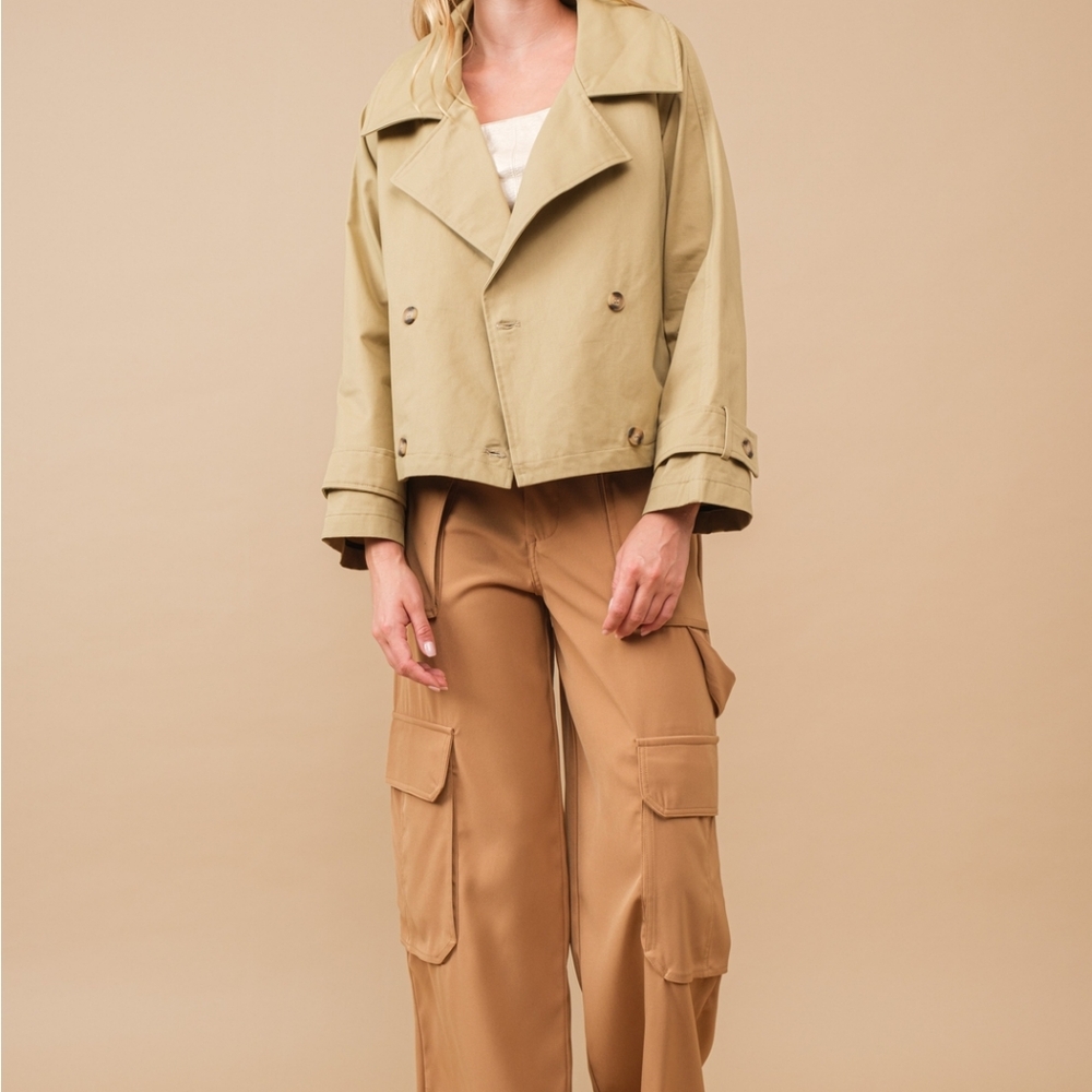 Cropped trench coat.